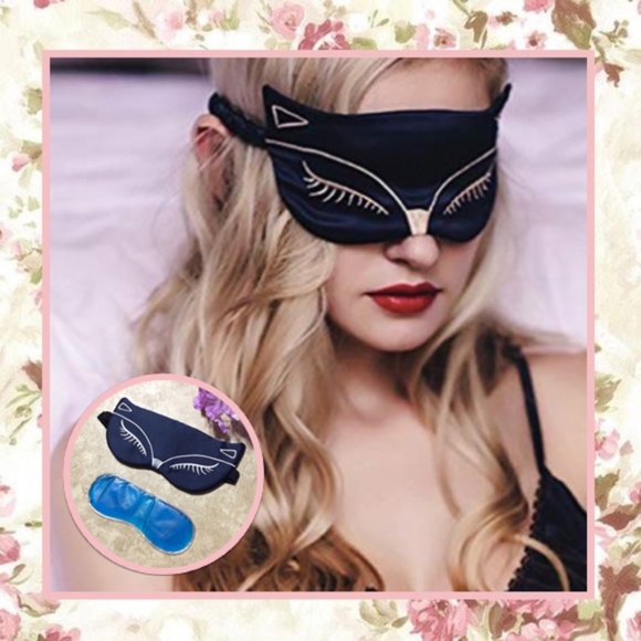 🍒 2PC CAT FACE MASK CHILL EYE COVER NIGHT SLEEP COOLER BEAUTY RELAX LOUNGE - Picture 1 of 7